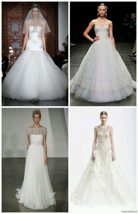 połyskujące suknie ślubne trendy ślubne 2013